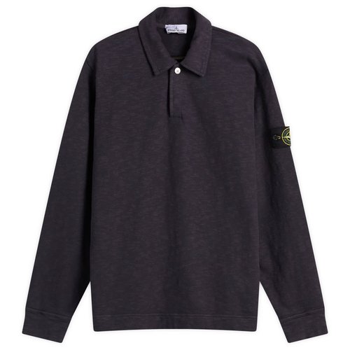 Stone Island Brushed Heavy Cotton Long Sleeve Polo - Ink - K2S156100054-V0026