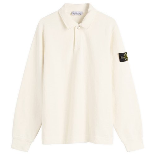 Stone Island Brushed Heavy Cotton Long Sleeve Polo - Ivory - K2S156100054-V0093