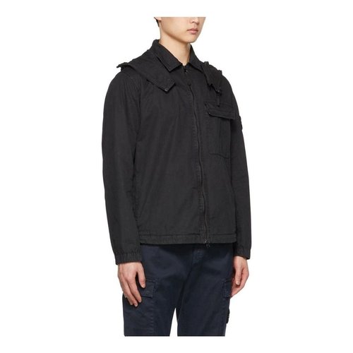 Stone Island Cotton 1 Pocket Hooded Overshirt - Black - 7715114WN-V0129