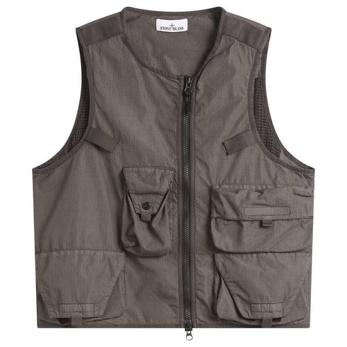 Stone Island Cotton Nylon Micro Ripstop Utility Vest - Charcoal - L1S15G100006-S0318-V0065
