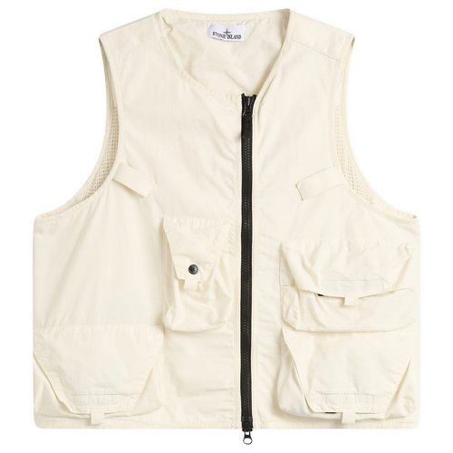 Stone Island Cotton Nylon Micro Ripstop Utility Vest - Ivory - L1S15G100006-S0318-V0093