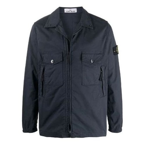 Stone Island Cotton Overshirt - Navy Blue - 751510610-V0020
