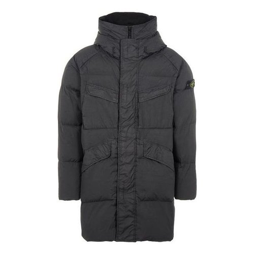 Stone Island Crinkle Reps Long Down Coat - Black - 771570123-V0029
