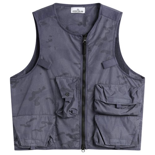 Stone Island Faded Camo Ripstop-TC Utility Vest - Blue Grey - L1S15G100006-S00E9-V002D