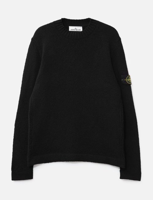 Stone Island Fancy Yarn Crewneck Jumper With Brushed Texture - Black