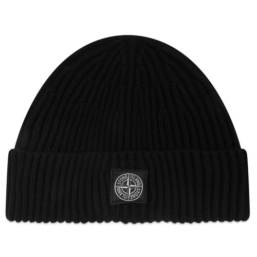 Stone Island Full Rib RWS Wool Beanie - Black - K2S15N100002-V0029