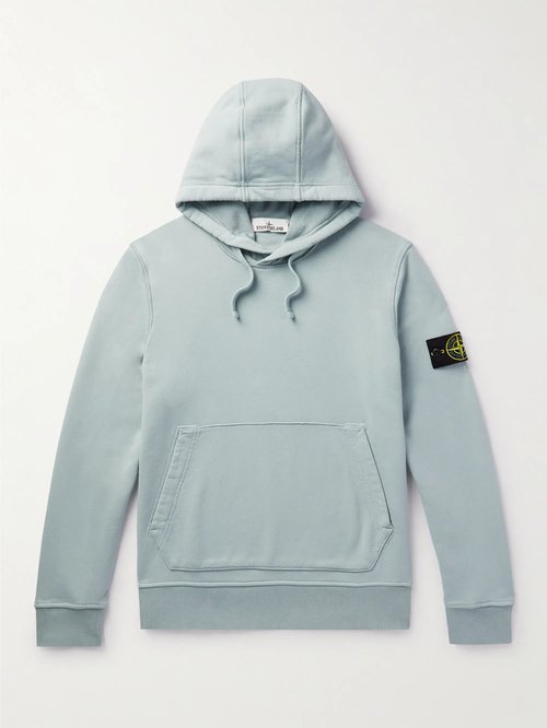 Stone Island Garment-Dyed Logo-Appliquéd Cotton-Jersey Hoodie - V0041 - 101564151