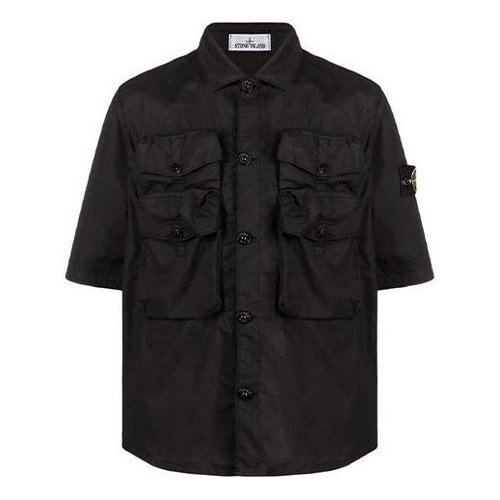 Stone Island Garment Dyed Shirt - Black - 761511003-V0029