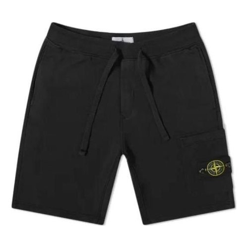 Stone Island Garment Dyed Sweat Shorts - Black - 761564651-V0029