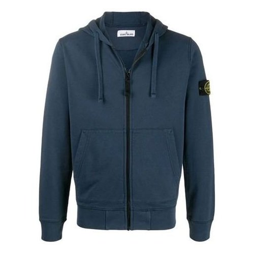 Stone Island Garment Dyed Zip Hoody Jacket - Dark Blue - 721564251-V0020
