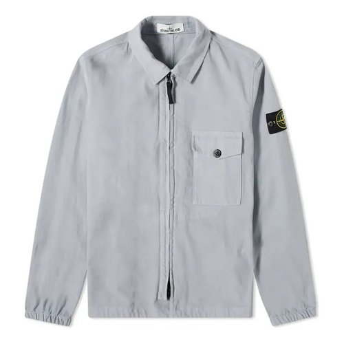 Stone Island Garment Dyed Zip Shirt Overshirt - Grey - 751510704-V0061