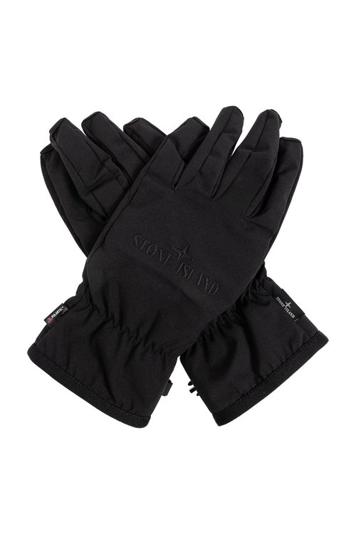 Stone Island Gloves With Logo - Black - 811592429-V0029