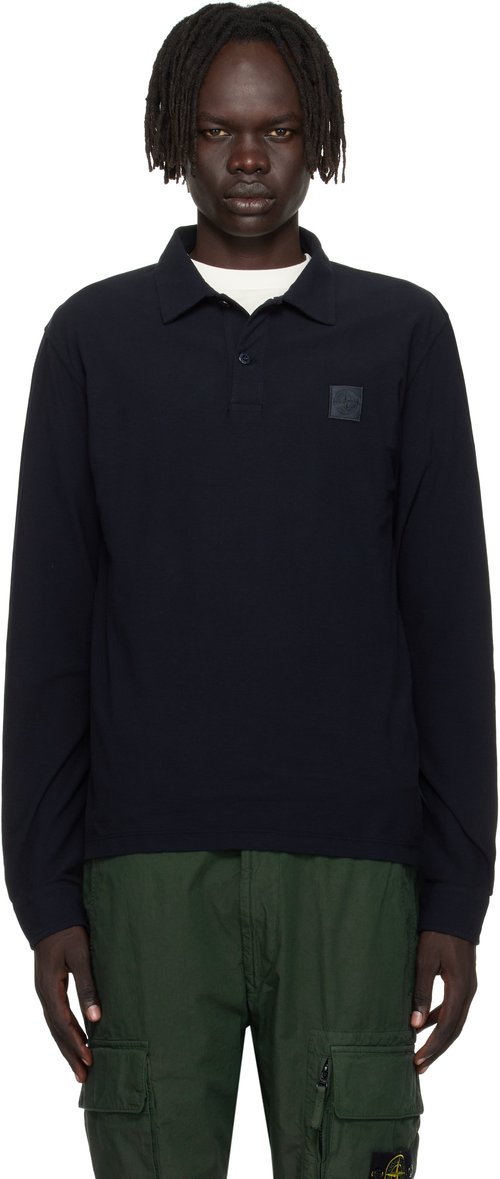 Stone Island Gray 2200011 Long Sleeve Cotton Jersey Polo - V0067 Dark Grey - K2S152200011S0F11