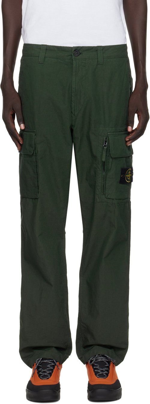 Stone Island Green 3100006 Canvas Weave Cotton Cargo Pants - V005E Juniper - K2S153100006S0179