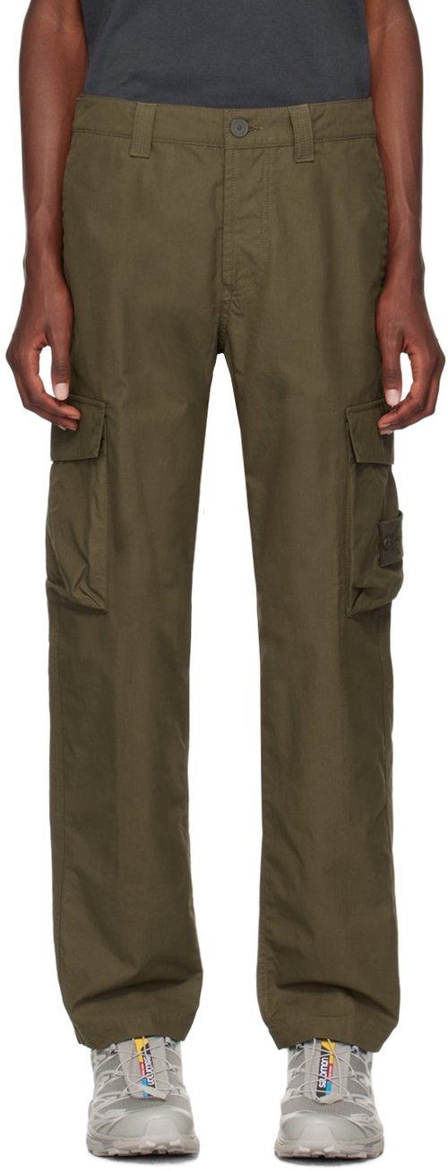 Stone Island Green Logo Patch Cargo Pants - V0054 Military Green - 8115311F1
