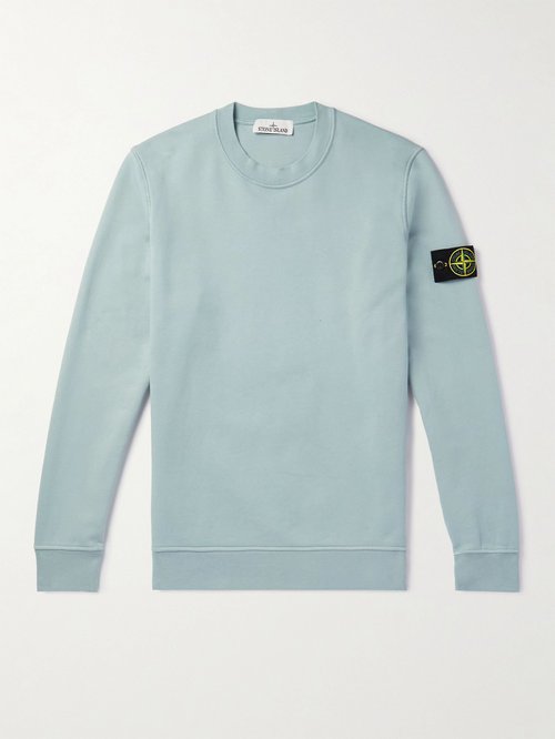 Stone Island Logo-Appliquéd Garment-Dyed Cotton-Jersey Sweatshirt - V0041 - 101563051
