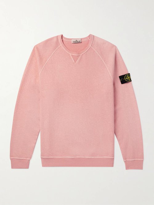 Stone Island Logo-Appliquéd Garment-Dyed Cotton-Jersey Sweatshirt - V0180 - 781566360