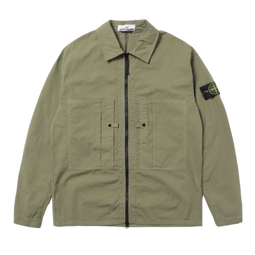 Stone Island Mercerised Organic Cotton Ripstop Overshirt Military Green - L1S151200005S0298-V005G