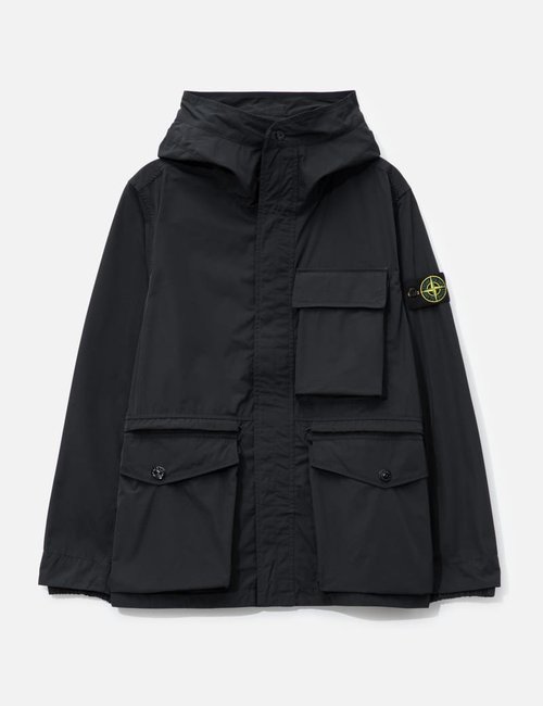 Stone Island Micro Twill Short Hooded Parka - Black