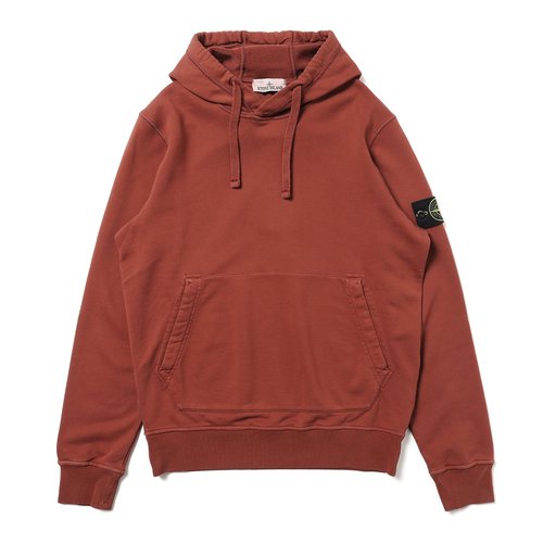 Stone Island Organic Cotton Fleece Hooded Sweatshirt Brick Red - L1S156100062S0051-V0015