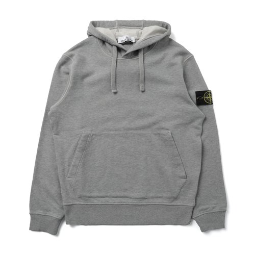 Stone Island Organic Cotton Fleece Hooded Sweatshirt Melange Grey - 6100045_V0M64