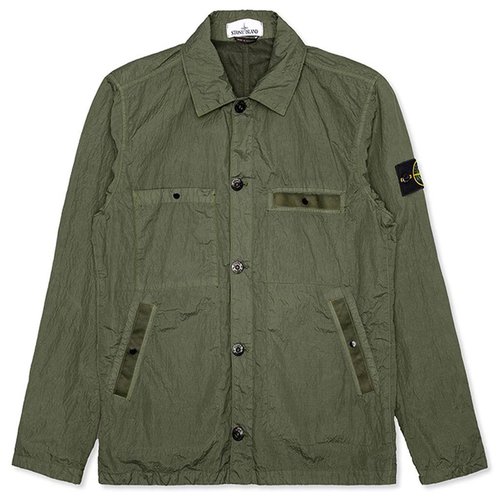 Stone Island Over Shirt Logo Patch Jacket - Olive Green - MO721544229V0058