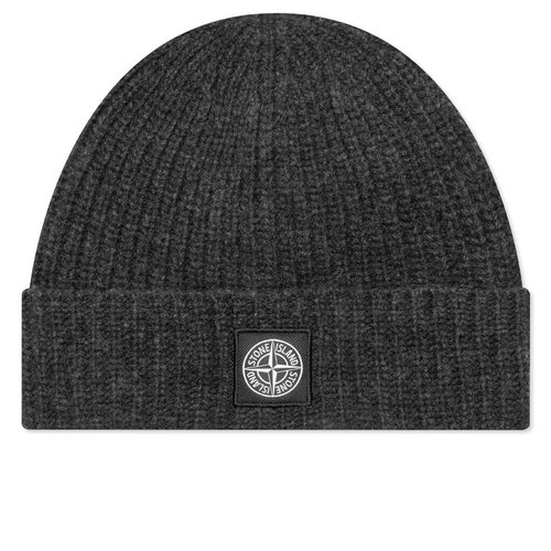 Stone Island Ribbed Geelong Wool Beanie - Charcoal - MO7715N10B5V0065