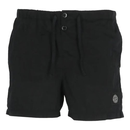 Stone Island SLogo Patch Drawstring Swim Shorts - Black - 1015B0643-A0020
