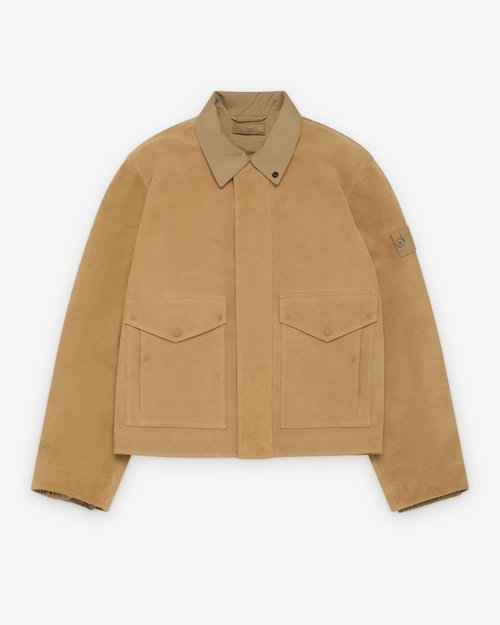 Stone Island Split Leather Jacket - Dark Beige