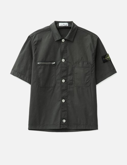 Stone Island Supima Cotton Twill Stretch-TC Short-Sleeve Overshirt - Lead Grey