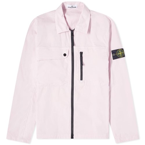 Stone Island Supima Cotton Twill Stretch-TC Zip Shirt Jacket - Pink - 801510210-V0080