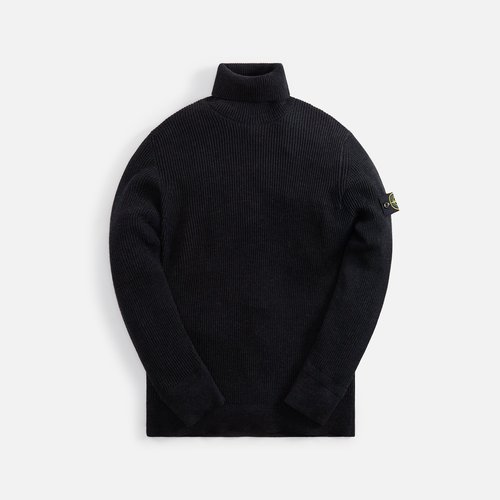 Stone Island Turtleneck Knit Full Rib Wool Melange - Charcoal - 7915552C2-V0M65