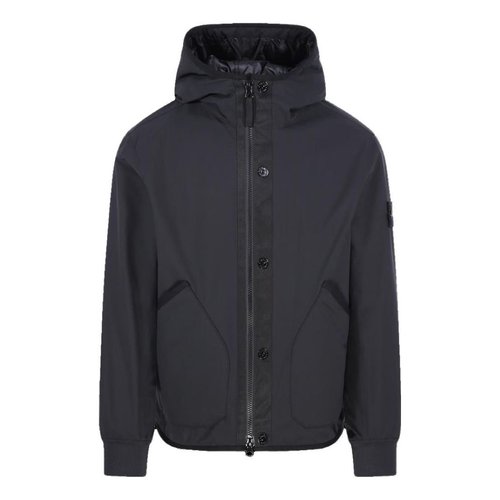 Stone Island Waffen Patch Shell R Hooded Jacket - Black - 791541027-V0029