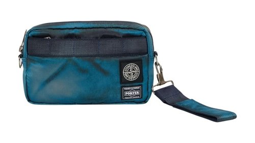 Stone Island x Porter Hand Corrosion on Nylon Twill Pouch - Blue