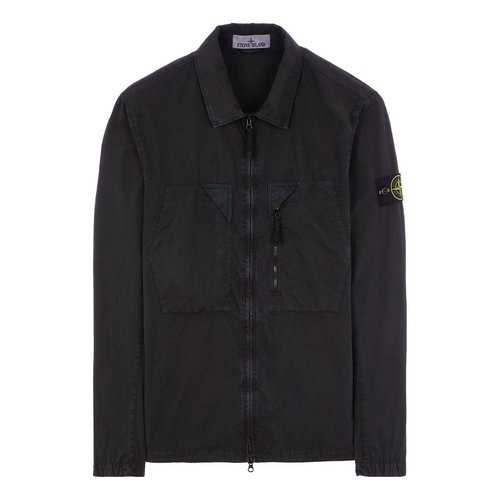 Stone IslandBrushed Cotton Canvas Zip Shirt Jacket - Black - 7815106WN-V0165