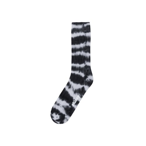 Stüssy Dyed Stripe Ribbed Crew Socks - Black - 138779-BLAC
