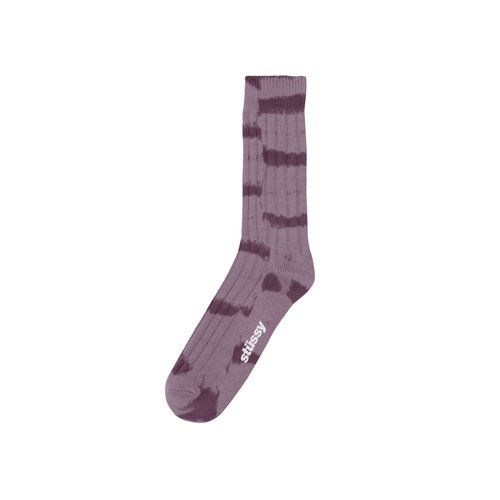 Stüssy Dyed Stripe Ribbed Crew Socks - Lavender - 138779-LAVE