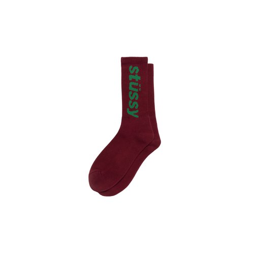 Stüssy Helvetica Crew Socks - Wine/Forest - 138845