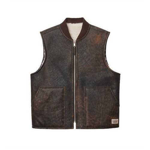Stüssy Shearling Workgear Vest 'Brown' - 115738 | Solesense