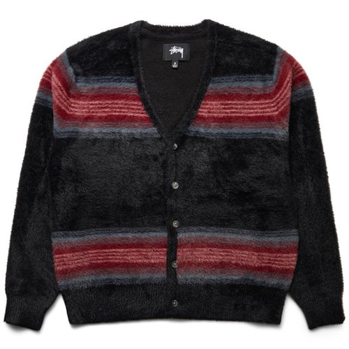Stüssy Stripe Shaggy Cardigan 'Black' - 117137-BLAC | Solesense