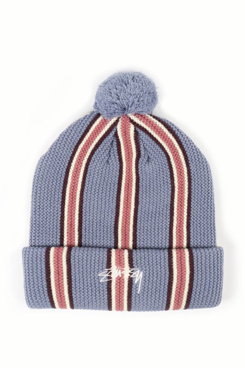 Stüssy Striped Pom Beanie 'Ecru' - 1321079-ECRU | Solesense