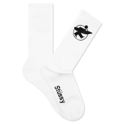 Stüssy Surfman Crew Socks - White/Black - 138846-WBK
