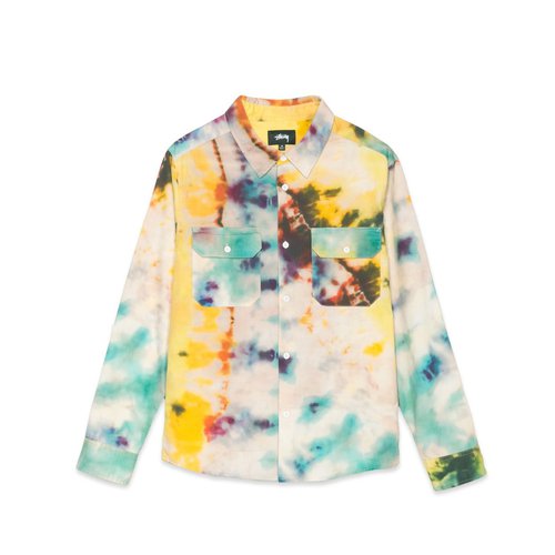 Stüssy Tie Dye Work L/S Shirt - Yellow - 1110015