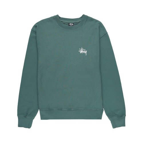 Stüssy Basic Pigment Dyed Crewneck T-Shirt | Green | Size L - Forest - 1914879-FORE