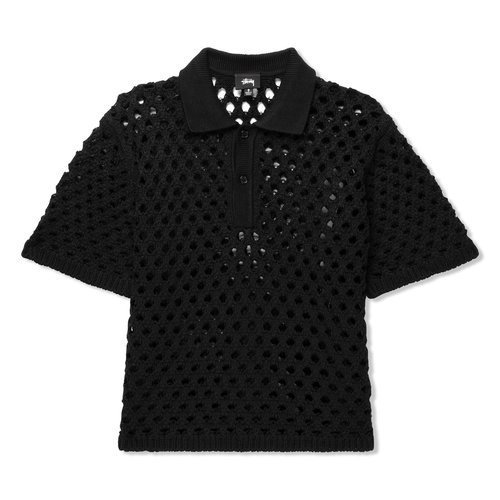Stüssy Big Mesh Polo Sweater 'Black' - 117178-BLAC | Solesense