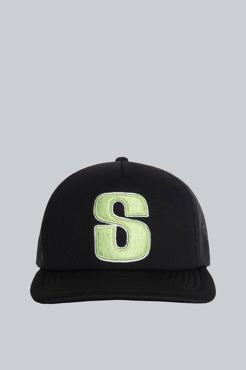 Stüssy Trucker Big S Snapback - Black - 1311132-BLAC