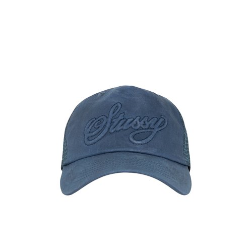 Stüssy Waxed Cursive Stitch Snapback Trucker - Navy - 1311189-NAVY