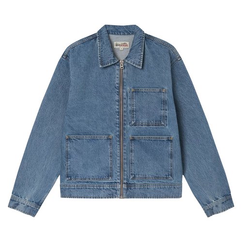 STUSSY◇Denim Zip Work Jacket/カバーオール/M/コットン