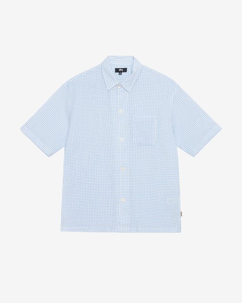 Stüssy Flat Bottom Crinkled Shirt 'Blue Check' - 1110324 | Solesense