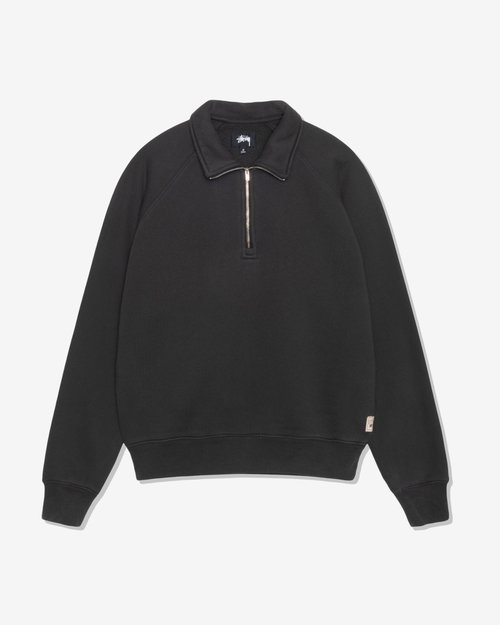 Stüssy Fleece Raglan Zip Mock - Washed Black - 118573
